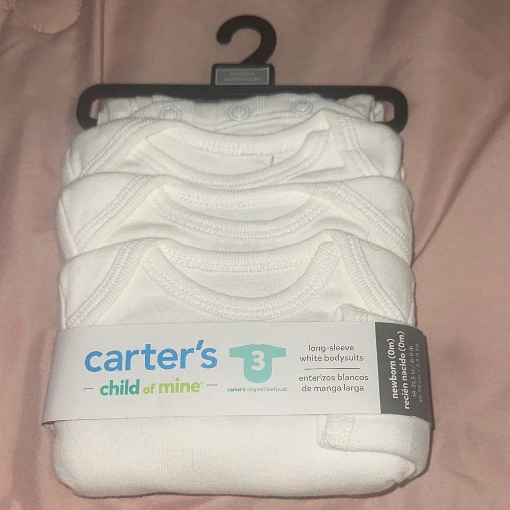 Carter's White Long-Sleeve Baby Bodysuits 3-Pack